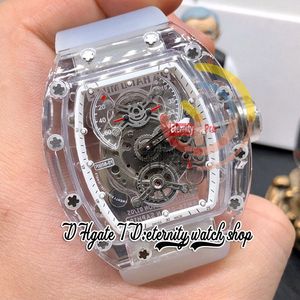 RRF 56-01 Nieuwste versie Mens Bekijk Japan Miyota Automatische beweging Crystal Transparant Case Skelet-wijzerplaat Transparante rubberen band Sport Eternity Watches