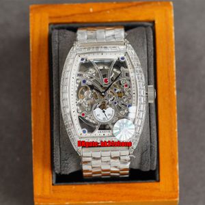 RRF Luxe horloges Cintrée Curvex 8880 B SG Diamond Case Automatische Mechanische Mens Horloge Skelet Dial Roestvrijstalen Armband Heren Horloges