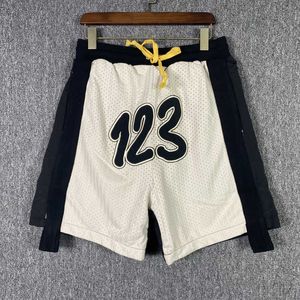 RRR123 American High Street Mesh Basketball Shorts Heren ontspannen casual trekking Elastische taille zweetwedstrijd Fashion Paar