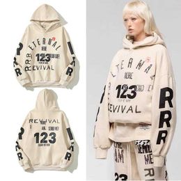 RRR123 Herensweater met capuchon 2024 Designer FOG Co branded RRR123 High Street Print Kanyece Heren- en dameshoodie Mode-hoodiejas
