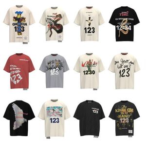 RRR123 Retro Heavy Duty T-shirt met korte mouwen Veelzijdig casual los heren T-shirt voor heren