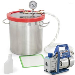 RS-1 Rotary Vane vacuümpomp 2 gallon (8L) roestvrijstalen ontgasserende kamer defoaming vat voor epoxyhars ab glue