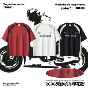 Vêtements pour hommes RS |T-Shirt à manches courtes pour hommes, marque de mode Instagram, imprimé moto, 260G