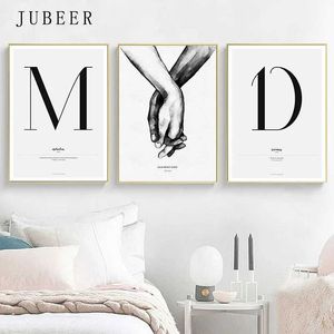 RS Words Nordic Style Canvas Painting Simple Love Affiches et gravure pour le salon Couple Mur Art peinture pour la maison J240505