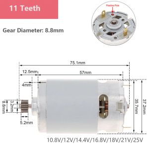 RS550 MOTEUR CC 10.8V / 12V / 14.4V / 16,8 V / 18V Moteur électrique Boîte d'engrenage à couple haute pour forage électrique / Saw