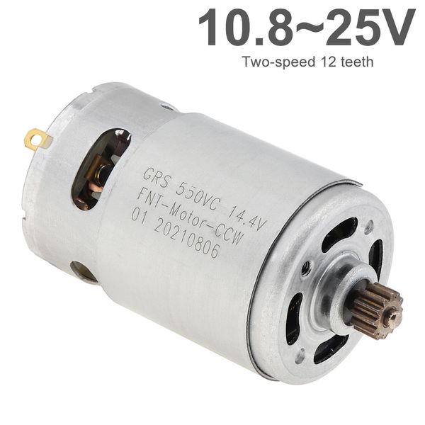 RS550 DC Motor 12 dientes 10.8V 14.4V 12V 16.8V 21V 25V 21500-29000 RPM para taladro eléctrico / destornillador con dos velocidades