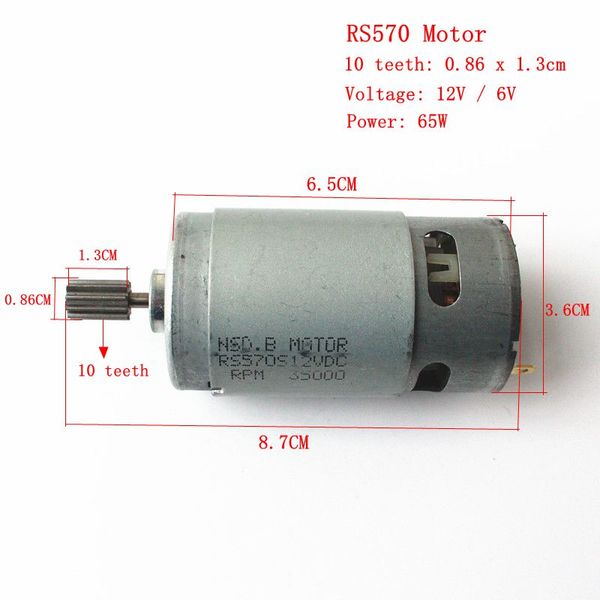 RS570 MOTEUR DC 12V / 6V DC POUR LES ENFANTS AUTRAINE VOINE ÉLECTE