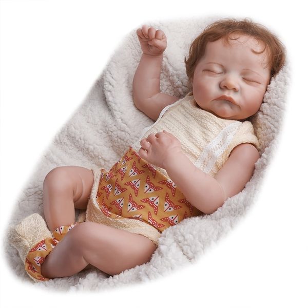 RSG Bebe Reborn Doll 19 Pouces Réaliste Nouveau-Né Mignon Dormir Bébé Reborn Vinyle Poupée Cadeau Jouet pour Enfants LJ201031