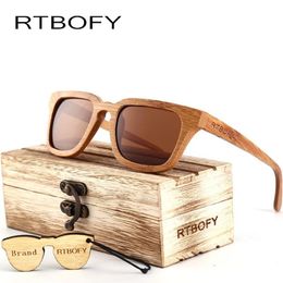 RTBOFY 2017 lunettes de soleil en bois hommes carrés lunettes de soleil en bambou Vintage bois HD lentille cadre lunettes de soleil à la main pour hommes lunettes Oculos2367