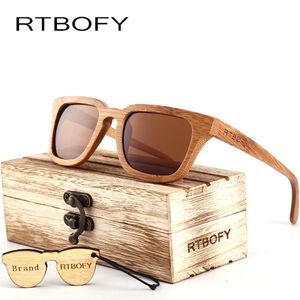 RTBOFY 2017 Houten Zonnebril Mannen Vierkante Bamboe Zonnebril Vintage Hout HD Lens Frame Handgemaakte Zonnebril Voor Mannen Brillen Oculos272K