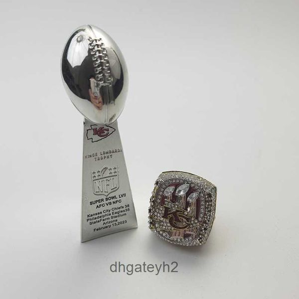 RTIX Band Rings Bague de championnat du Kansas Chieftain 2023 avec ensemble d'inscription pour le trophée du Super Bowl de 10 cm Rm81