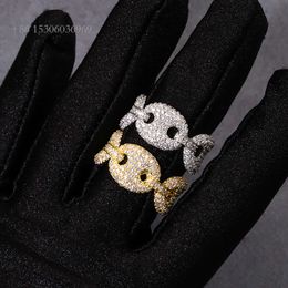 RTS Fashion D couleur VVS Moissanite diamant vendu bague plaquée or pour bijoux de vie hip hop