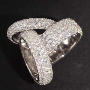 RTS Fashion Stijl Mans Cubaanse Ring 925 Sterling Zilver Volledige ijs uit Moissanite Diamond Hip Hop Rapper Cubaanse Ring