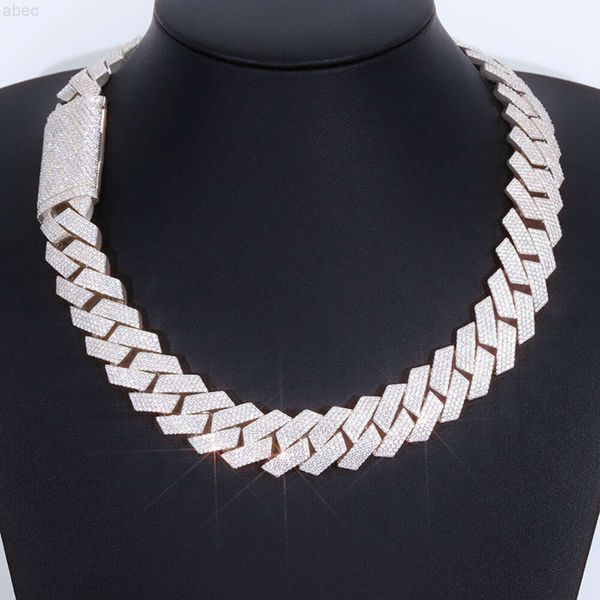 RTS poids lourd 4rows 20 mm de largeur Chaîne Moisanite Men Collier Diamond S925 Silver Cuban Link Chains Jewelry