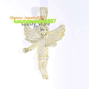 RTS Hiphop Angel Color D Moissanite Diamond Sterling Sier Collier Pendentif pour chaîne cubaine