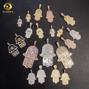 RTS Hiphop Jewelry Iced Out Hamsa Colgantes de mano VVS Diamante Mossanite Sterling Sier Moissanite Colgante