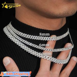 RTS Hot Selling Pass Tester Sier 6mm 8mm 10 mm Twee rijen Iced Out Hip Hop VVS Moissanite Diamond Cuban Link Chain
