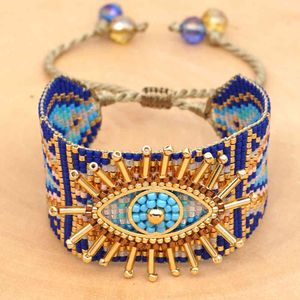 Rttooas turc chanceux mauvais œil Bracelets femmes bleu MIYUKI Bracelet à breloques Pulseras Mujer 2020 bijoux de mode à la main métier à tisser perle