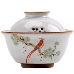 Ru oven vogel gardon gaiwan retro driepersoons pastrol keramische theekom terrine accessoires thuis decor237S