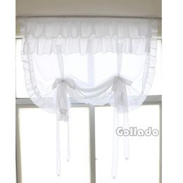 Ru Romantic Lotus Leaf Edge Design Tulle Voile Balcón Balcón Cortina de la ventana Cortina de olas Pesas 1Ps 1Ps