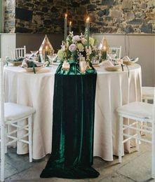 RU114A Mariage d'anniversaire de fête décoration vert foncé champagne borgogne Ivory Rose Velvet Table Runner 2208107706725