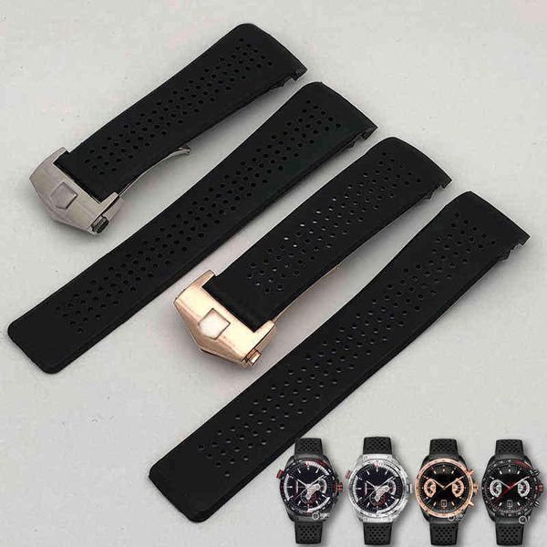 Bands de caoutchouc pour tag Heuer Grand Accessories Carrera Strap imperméable 22 24 mm Soft Sile Band Bracelet H220419