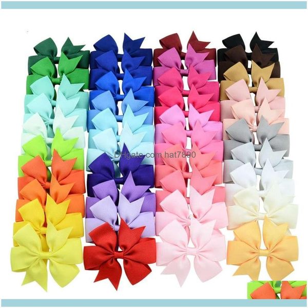 Bandas de goma Joyas para el cabello Jewelry1Pca Baby Girls Sólido Colorido Pajarita Horquillas Niños Sombreros Cinta Bowknot Clip Aessories Drop Delive