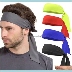 Bandas de goma Joyería Joyería Algodón Spandex Corbata para el cabello Banda para hombres Mujeres Deportes Espalda Diadema Cinta de yoga Aesories de humedad Banda para el sudor Regalo Gota D