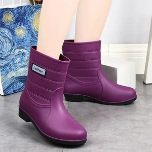Botas de goma para mujer Zapatos de lluvia Comfort Slip-on Galoshes impermeables Mujer Jardín Zapatos de agua Botas de lluvia de goma Botas De Lluvia 231229