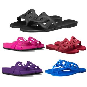 Zapatillas de diseñador casual de goma con caja de lujo liviano sandalias planas planas solas solas clásicas zapatos de verano en la playa de verano oficina informal al aire libre en casa