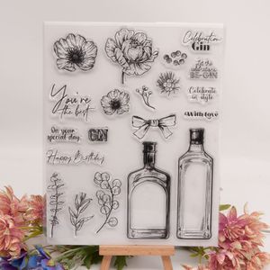 Rubberen heldere stempel, vintage bloemen en flessen transparante siliconenzegels voor kaart maken DIY scrapbooking decor T2051