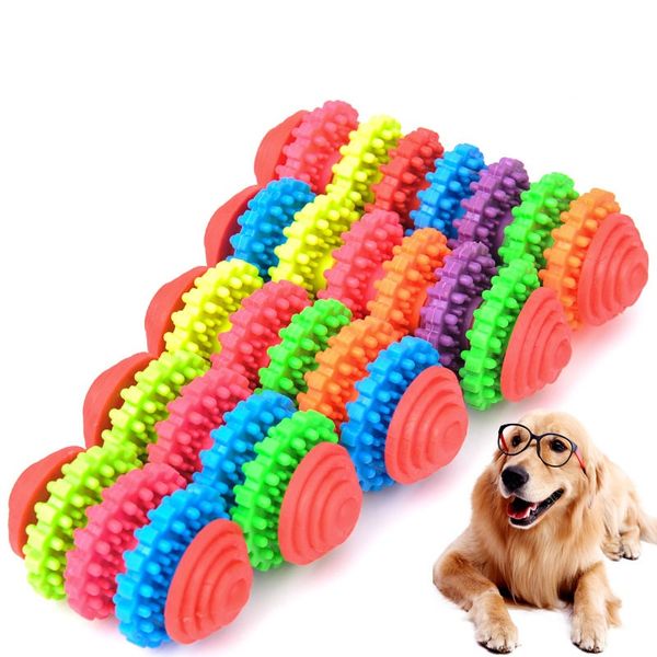 Perro de goma masticar juguetes para perros pequeños jugar cachorro limpiar dientes encías herramienta de entrenamiento salud Dental mascota colorida