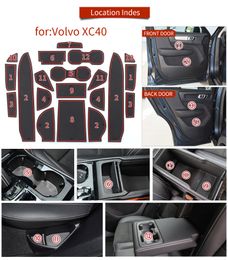 Rubberen deurgroefmat voor Volvo XC40 Oplaad 2019 ~ 2023 2020 2021 2022 Gate opslag slot Coaster Dustbestendige auto Sticke Pad Auto
