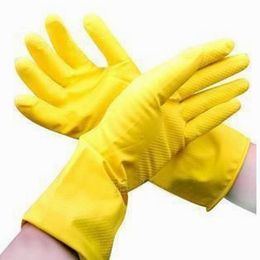 Gants en caoutchouc Gants de soins de la peau Gant imperméable à la main chaud et épais pour laver la vaisselle, orange jaune envoyé au hasard