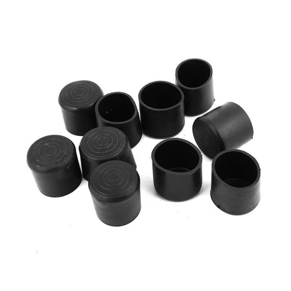 Tapa de extremo redonda flexible de PVC de goma cubierta de pie de 38 MM 10 piezas Black198c