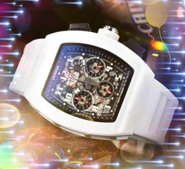Caoutchouc silicone ceinture quartz mens horloge montres date automatique trois yeux six broches entièrement fonctionnel super lumineux Casual Business loisirs numérisation tique Montre-bracelet