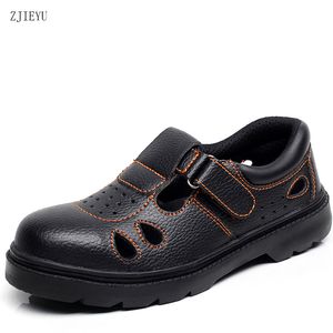 Chaussures de sécurité à semelle en caoutchouc bottes de sécurité pour hommes bottes respirantes noires avec bout en acier chaussures de travail d'été légères en cuir pour hommes