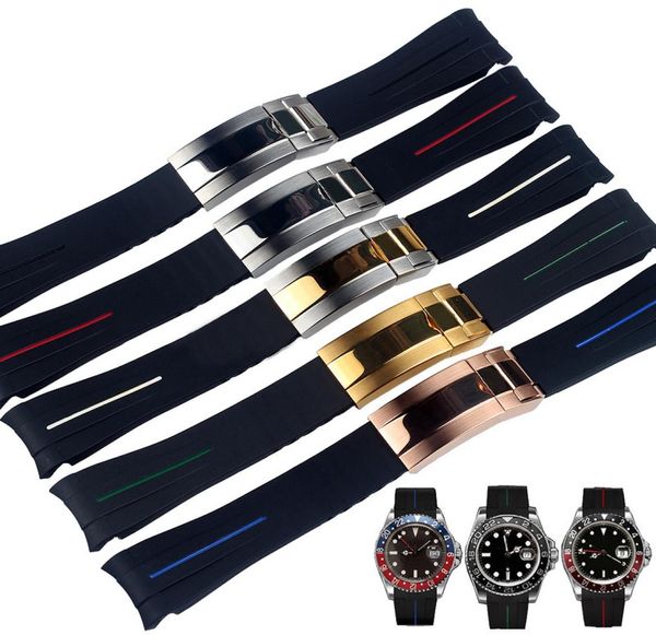 Bandoues de montre en caoutchouc pour sous-marin GMT Oysterpertual 20 mm Socle ACCESSOIRES ACCESSOIRES SILICONE Watch Chain5578291