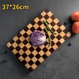 Madera de goma de madera de nuez de nuez Teckerkerboard Textura Board de madera de madera de madera de madera de alta calidad Herramientas de cocina Solidal 240522