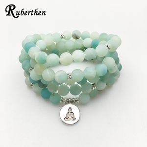 Ruberthen 2017 Nieuwe Design AB + Amazoniet Mala Kralen Armband Trendy Yoga Ketting Hoge Kwaliteit Handgemaakte Natuursteen Armband J190721