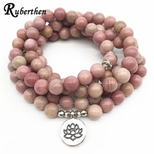 Ruberthen en vente Bracelet de Yoga pour femmes 108 Bracelet d'équilibre Mala Rhodonite conception Simple guérison cadeau spirituel 240320