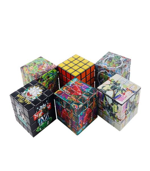 Rubix Cube furtif nouveauté broyeur à herbes 4 couches 60 MM motif de dessin animé tabac mouture épice Miller broyeur broyeur broyage haché 8036618