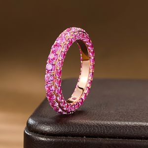 Ruby Moissanite Diamond Ring 100% Real 925 Sterling Silver Party Wedding Band Rings For Women Men Engagement Sieraden