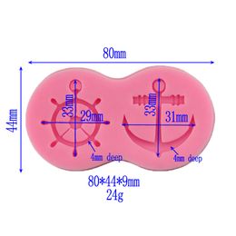 Timbre y ancla de silicona molde de chocolate pastel de dulce de chocolate fontaine marinero velero forma galletas horneados