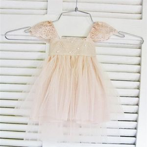 RUE DEL SOL Blush bloemenmeisje jurk Franse kant en zijde tule jurk voor baby meisje Blush prinses jurk Blush tutu244c