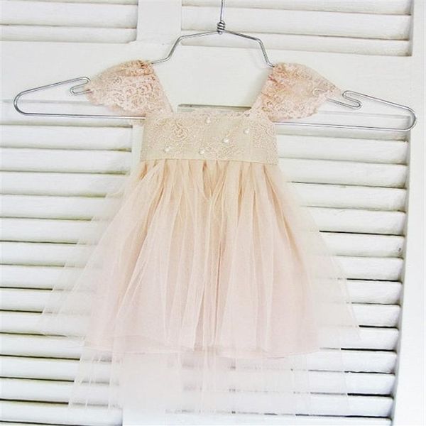 RUE DEL SOL blush fleur fille robe Français dentelle et tulle de soie robe pour bébé fille blush princesse robe blush tutu278l