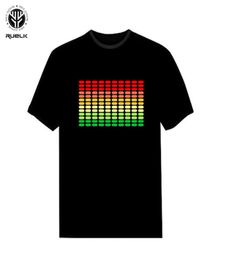 Ruelk 2018 Activación de sonido LED LEA LIGHT UP y Down Flashing Equalizer El Tshirt Men for Rock Disco Party DJ THISH SH2870410