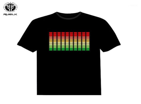 Ruelk 2018 Sound Activated LED T-shirt Light and Down Flashing Equalizer El Tshirt Men For Rock Disco Party DJ T-shirt11636476