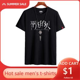 RUELK Camiseta de verano Casual Moda Hombres de manga corta Impresión de letras Cuello redondo Recto S-6XL 210629
