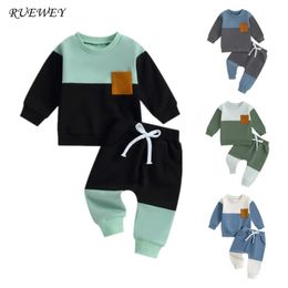 RUEWEY bébé garçon contraste couleur pantalon ensembles printemps automne vêtements à manches longues sweat hauts et bas articles vêtements 240314